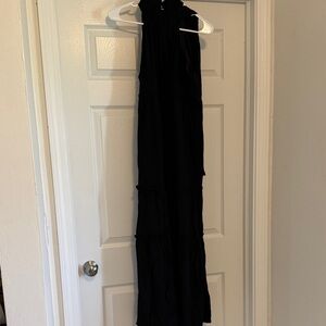 Sleeveless Black Tiered Maxi Dress